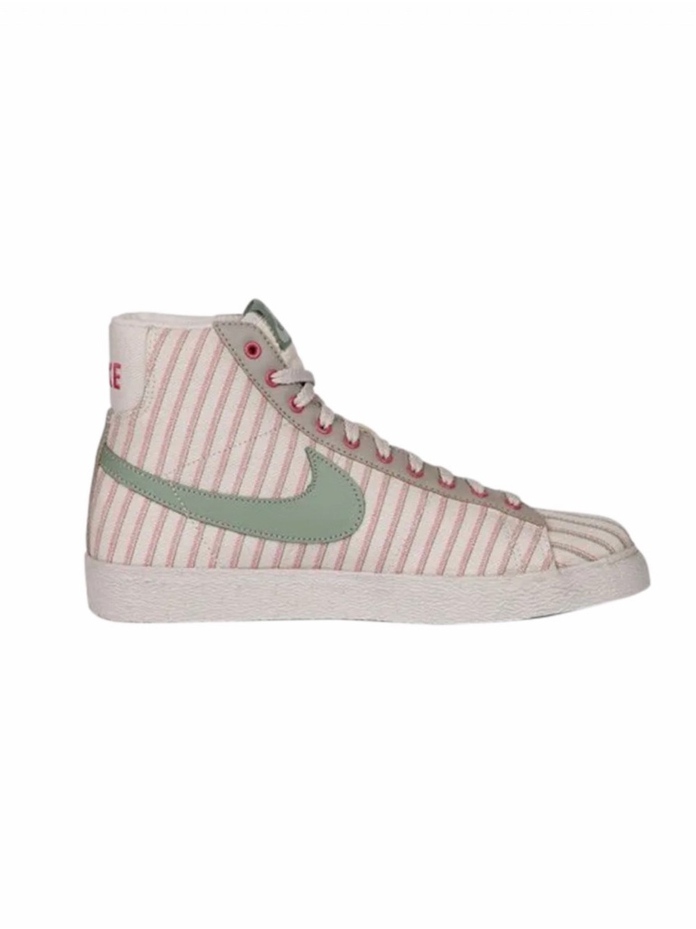 Nike ecru canvas red pink pinstripes green swoosh Blazer sneakers deadstock